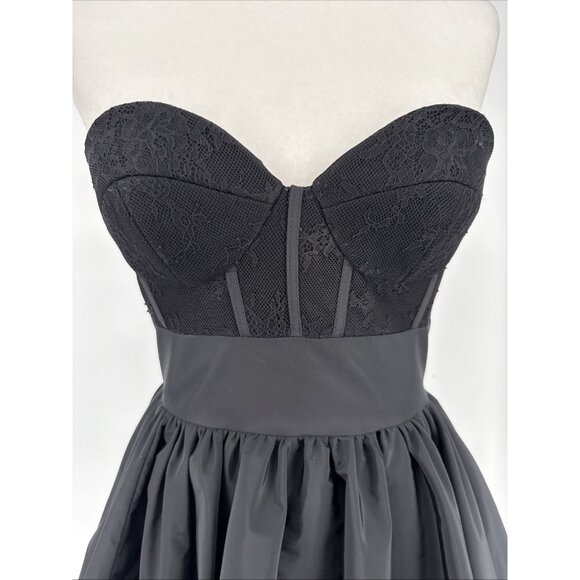 Mac Duggal Size 2 Black Bubble Gathered Taffeta Corset Cocktail Mini Dress - Picture 3 of 7